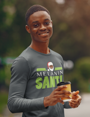 The Melanin Santa Black Long Sleeve Sweatshirt