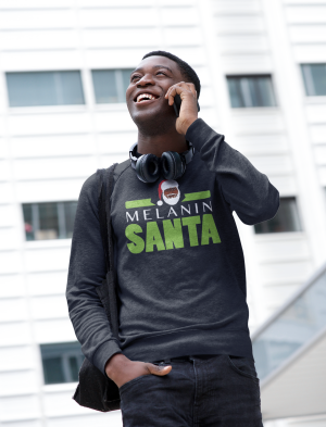 The Melanin Santa Fleece Crew Black Sweat Shirt